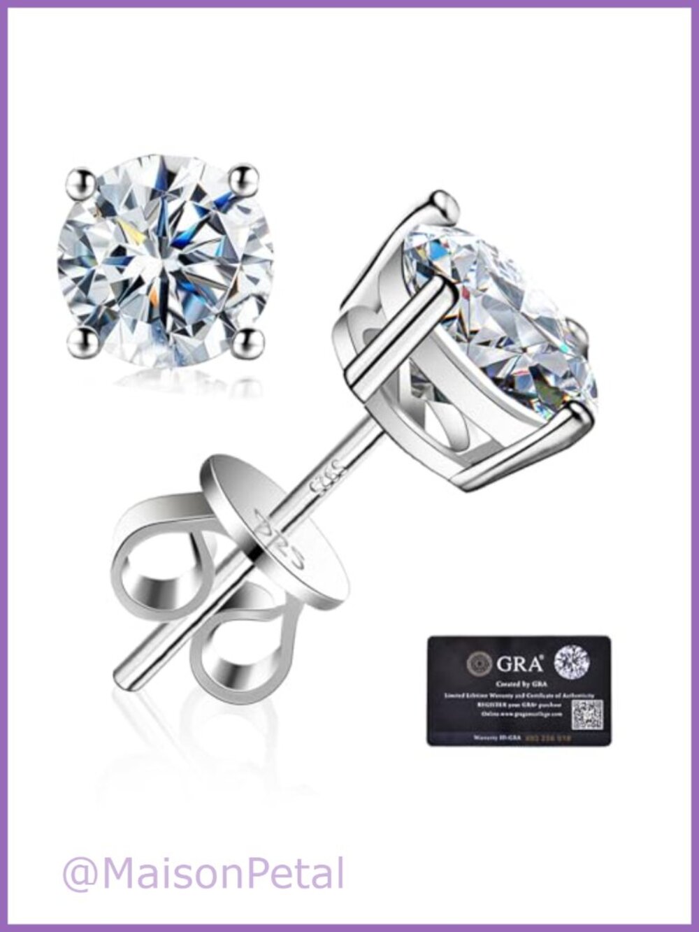 Moissanite Stud Earrings 925 Sterling Silver 18K White Gold Plated